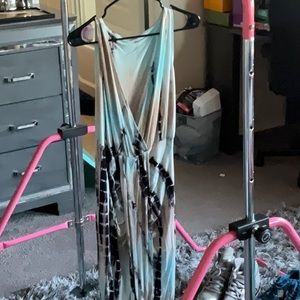 Teal/tan/black sun dress